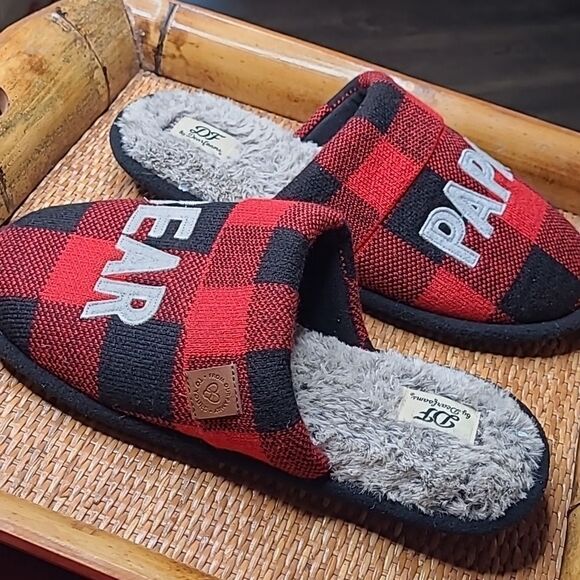 Dearfoams sz L (11-12) men's house slippers wool/ faux fur - Picture 3 of 8